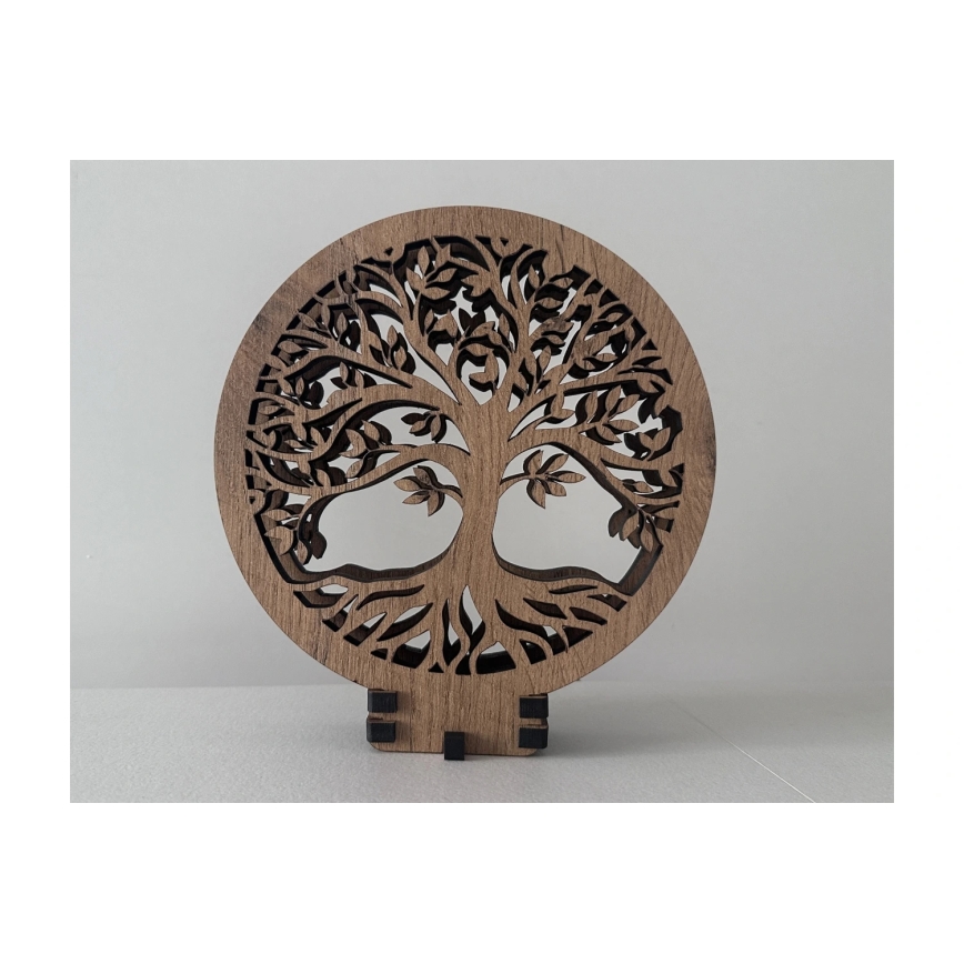 Li-Go 23648/DUB2 - Himennettävä LED-pöytäkoriste LED/12W/230V 30x31 cm tammi/Elämänpuu