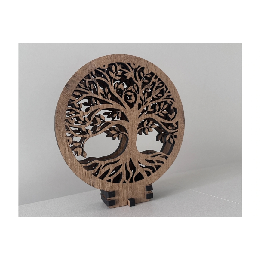 Li-Go 23648/DUB2 - Himennettävä LED-pöytäkoriste LED/12W/230V 30x31 cm tammi/Elämänpuu