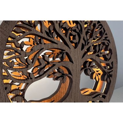 Li-Go 23648/DUB2 - Himennettävä LED-pöytäkoriste LED/12W/230V 30x31 cm tammi/Elämänpuu