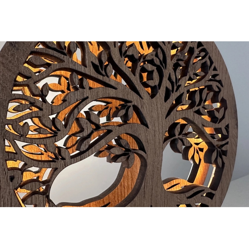 Li-Go 23648/DUB2 - Himennettävä LED-pöytäkoriste LED/12W/230V 30x31 cm tammi/Elämänpuu