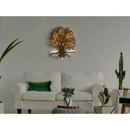 Li-Go 23673/DUB2 - himmennettävä LED-seinäkoriste LED/10W/5V 20000 mAh 45x55 cm tammi + kaukosäädin