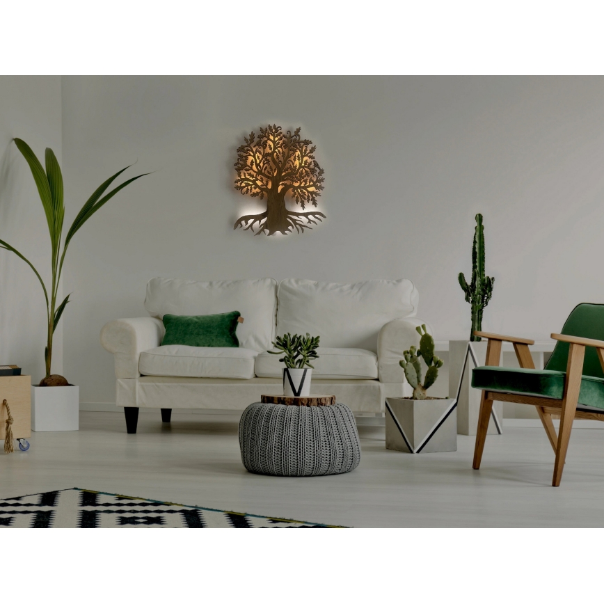 Li-Go 23673/DUB2 - himmennettävä LED-seinäkoriste LED/10W/5V 20000 mAh 45x55 cm tammi + kaukosäädin