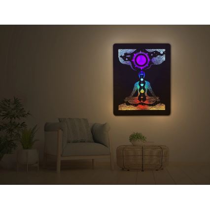 Li-Go 4421/A/4 - himmennettävä LED-seinäkoriste LED/10W/5V 30000 mAh 70x90 cm tammi/chakrat
