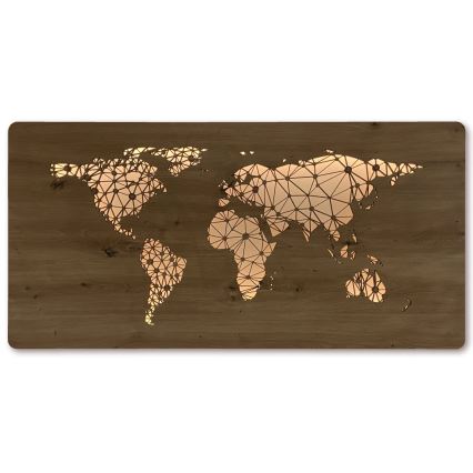 Li-Go 4457/A/4 - LED-himmennettävä seinäkoriste LED/10W/5V 30000 mAh 120x60 cm tammi/maailmankartta