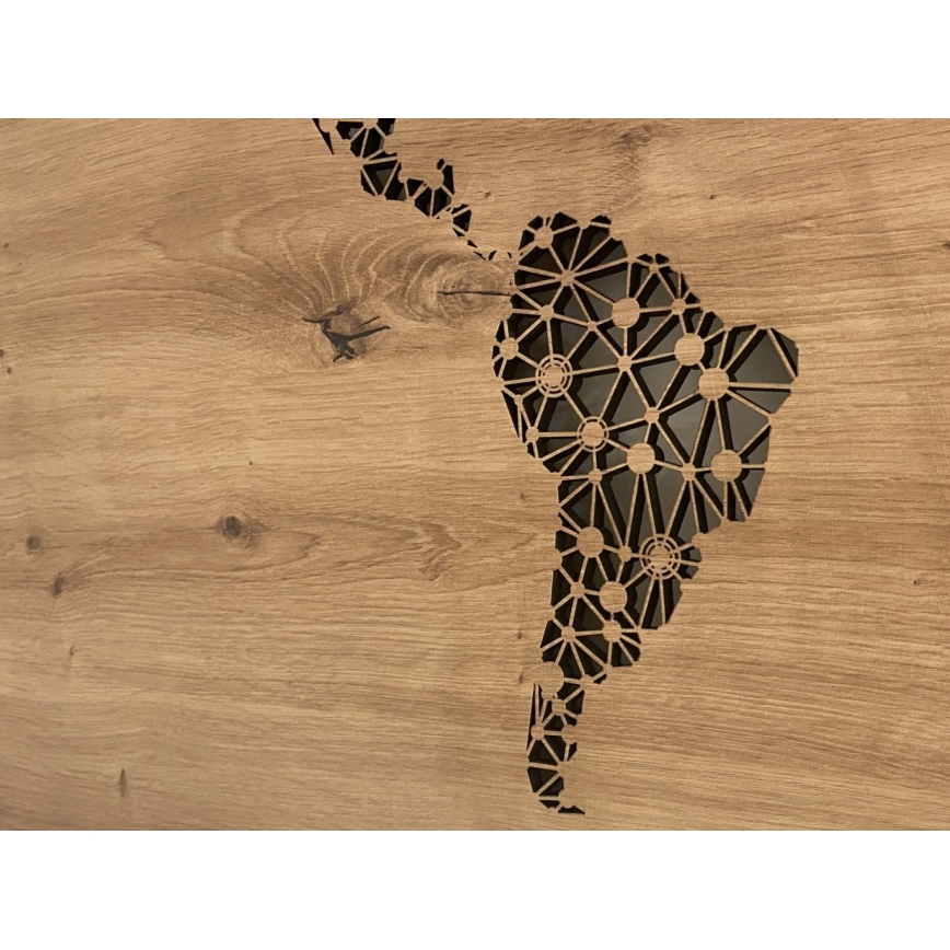 Li-Go 4457/A/4 - LED-himmennettävä seinäkoriste LED/10W/5V 30000 mAh 120x60 cm tammi/maailmankartta