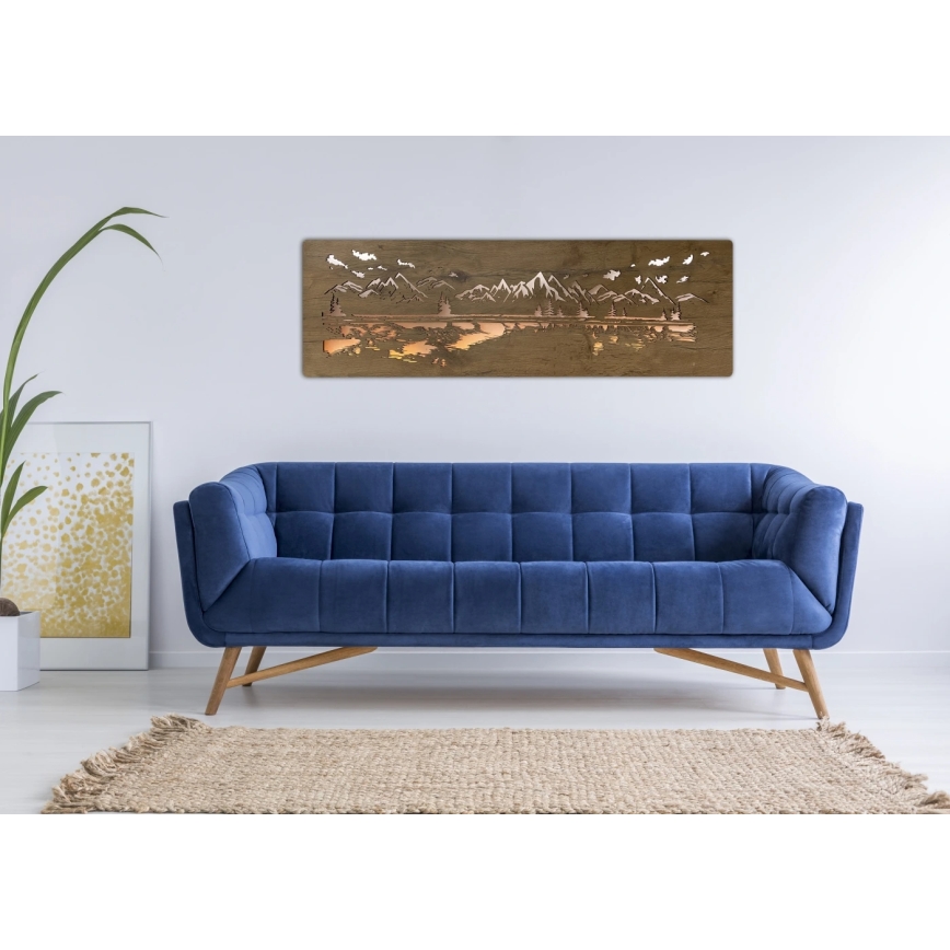 Li-Go 4778/A/4 - himmennettävä LED-seinäkoristevalaisin LED/10W/5V 30000 mAh 120x40 cm tammi/Järvi