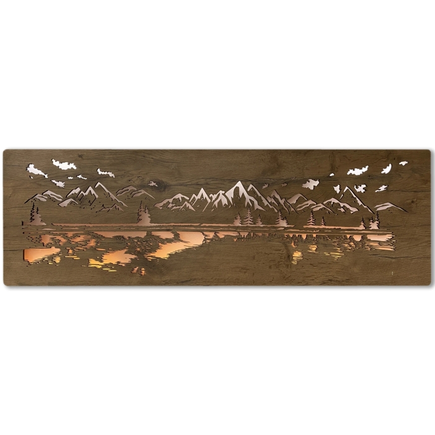 Li-Go 4778/A/4 - himmennettävä LED-seinäkoristevalaisin LED/10W/5V 30000 mAh 120x40 cm tammi/Järvi