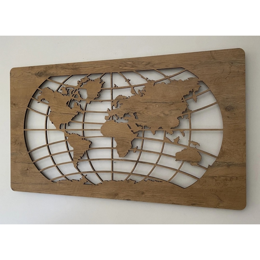 Li-Go 4868/DUB2 - LED himmennettävä seinäkoriste LED/24W/230V 110x60 cm tammi/maailmankartta leveyspiirit