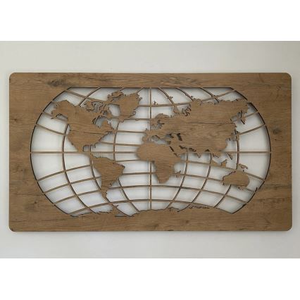 Li-Go 4868/DUB2 - LED himmennettävä seinäkoriste LED/24W/230V 110x60 cm tammi/maailmankartta leveyspiirit