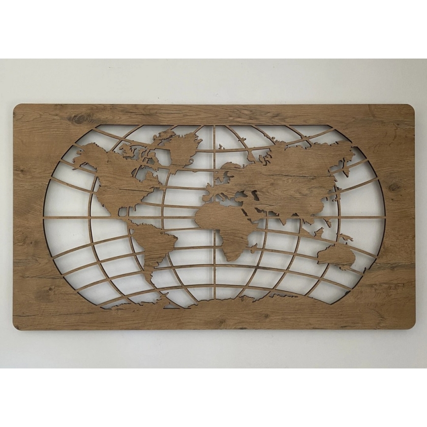 Li-Go 4868/DUB2 - LED himmennettävä seinäkoriste LED/24W/230V 110x60 cm tammi/maailmankartta leveyspiirit