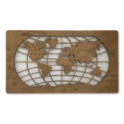 Li-Go 4868/DUB2 - LED himmennettävä seinäkoriste LED/24W/230V 110x60 cm tammi/maailmankartta leveyspiirit