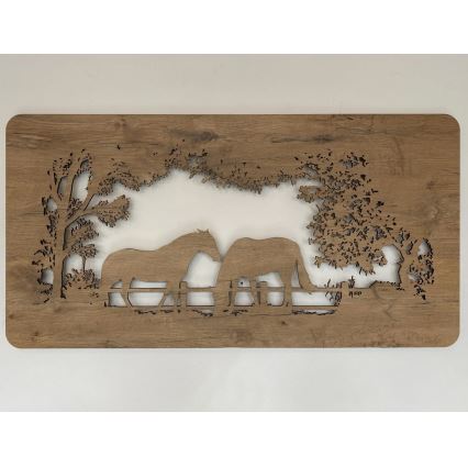 Li-Go 5012/B/4 - himmennettävä LED-seinäkoriste LED/10W/5V 30000 mAh 120x60 cm tammi/hevoset + kaukosäädin