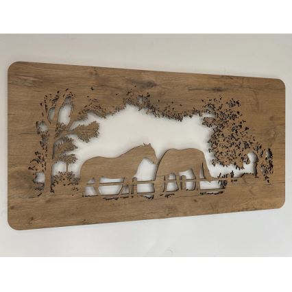 Li-Go 5012/B/4 - himmennettävä LED-seinäkoriste LED/10W/5V 30000 mAh 120x60 cm tammi/hevoset + kaukosäädin