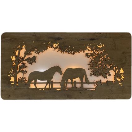 Li-Go 5012/B/4 - himmennettävä LED-seinäkoriste LED/10W/5V 30000 mAh 120x60 cm tammi/hevoset + kaukosäädin