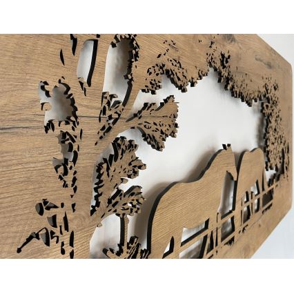 Li-Go 5012/B/4 - himmennettävä LED-seinäkoriste LED/10W/5V 30000 mAh 120x60 cm tammi/hevoset + kaukosäädin