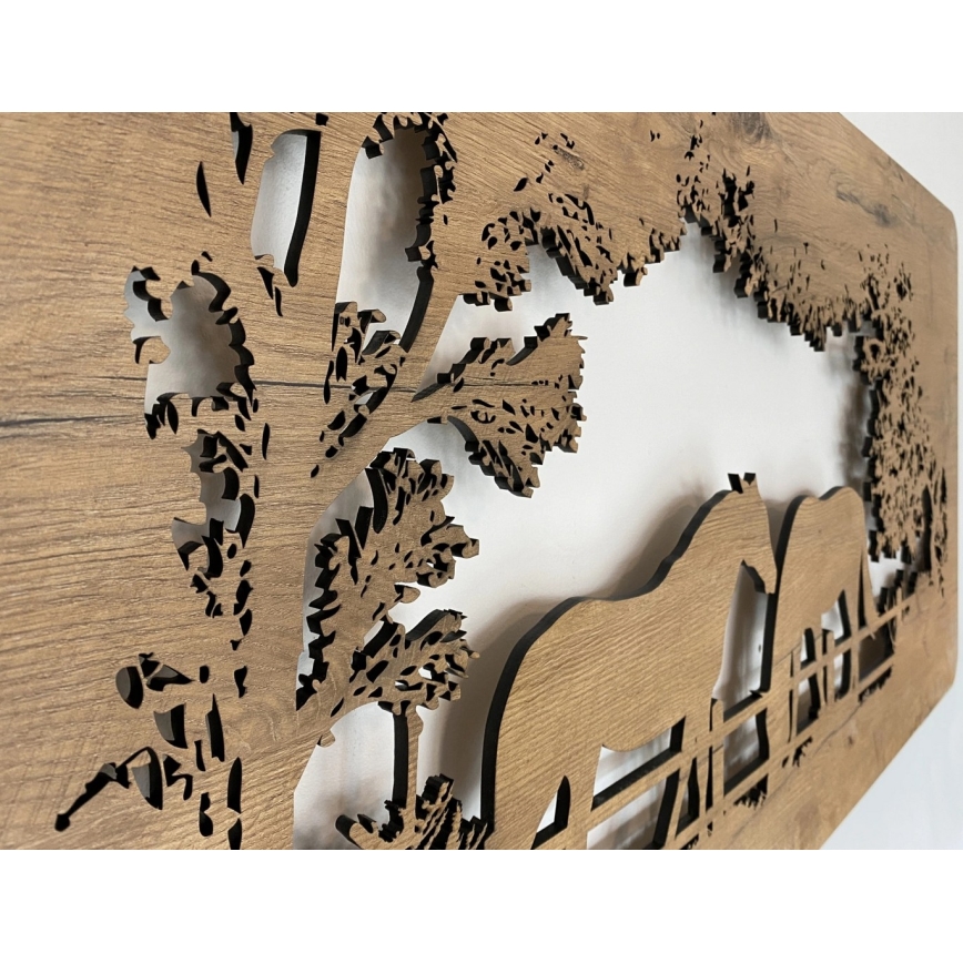 Li-Go 5012/B/4 - himmennettävä LED-seinäkoriste LED/10W/5V 30000 mAh 120x60 cm tammi/hevoset + kaukosäädin