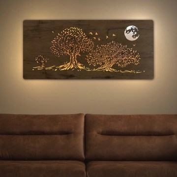 Li-Go 5042/DUB2 - LED-himmennettävä seinäkoriste LED/24W/230V 110x50 cm tammi/kolme tammea ja kuu