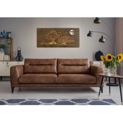 Li-Go 5042/DUB2 - LED-himmennettävä seinäkoriste LED/24W/230V 110x50 cm tammi/kolme tammea ja kuu