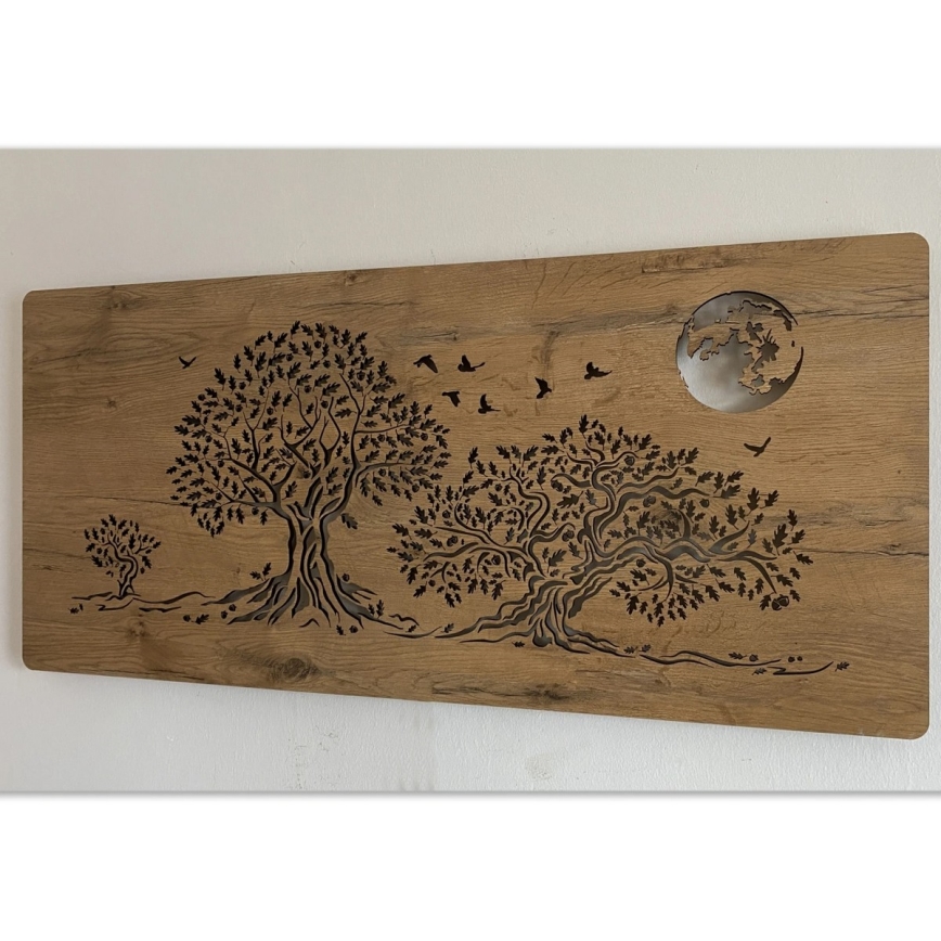 Li-Go 5042/DUB2 - LED-himmennettävä seinäkoriste LED/24W/230V 110x50 cm tammi/kolme tammea ja kuu