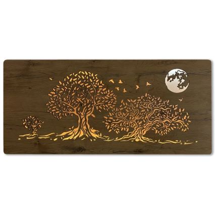 Li-Go 5042/DUB2 - LED-himmennettävä seinäkoriste LED/24W/230V 110x50 cm tammi/kolme tammea ja kuu