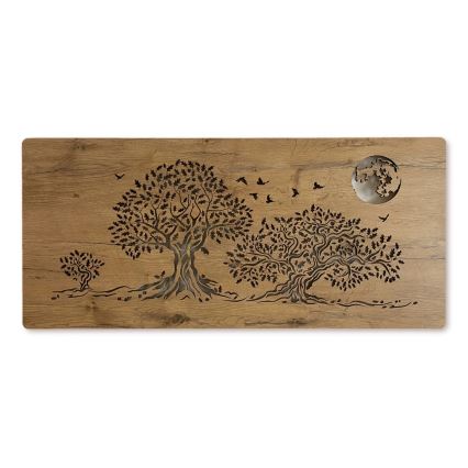 Li-Go 5042/DUB2 - LED-himmennettävä seinäkoriste LED/24W/230V 110x50 cm tammi/kolme tammea ja kuu