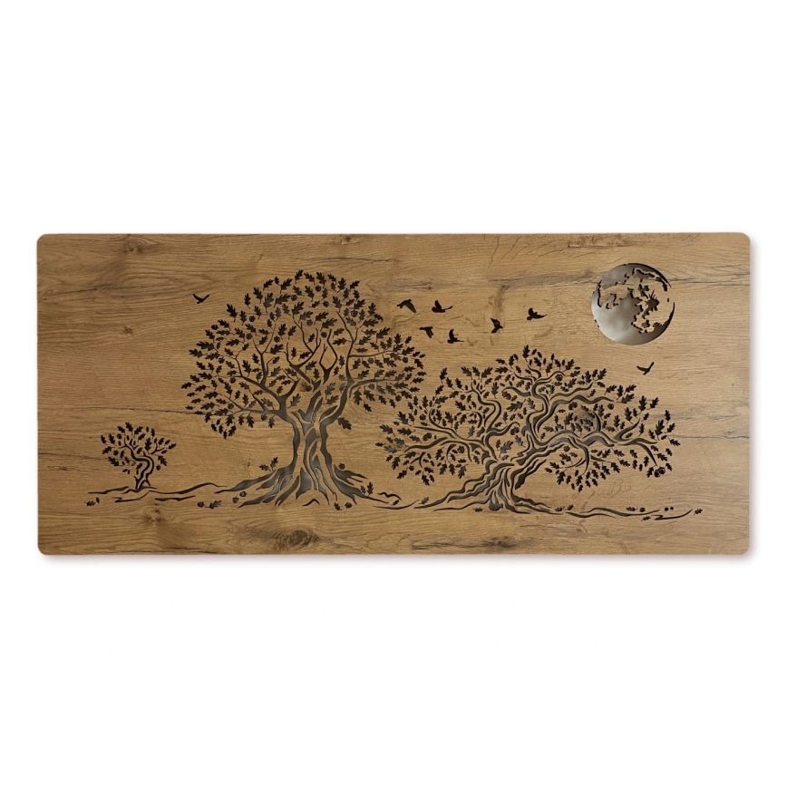 Li-Go 5042/DUB2 - LED-himmennettävä seinäkoriste LED/24W/230V 110x50 cm tammi/kolme tammea ja kuu