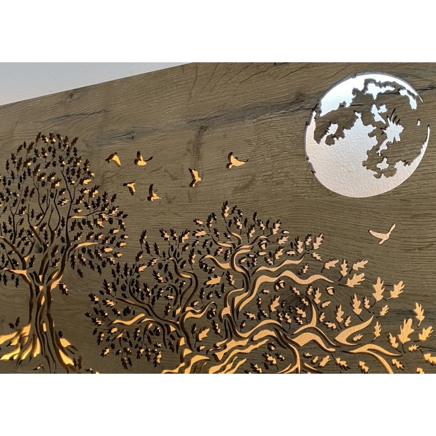 Li-Go 5042/DUB2 - LED-himmennettävä seinäkoriste LED/24W/230V 110x50 cm tammi/kolme tammea ja kuu