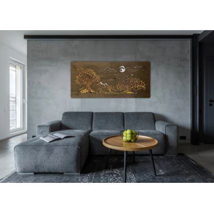 Li-Go 5478/DUB2 - LED-himmennettävä seinäkoriste LED/24W/230V 130x60 cm tammi/Neljä tammea ja kuu