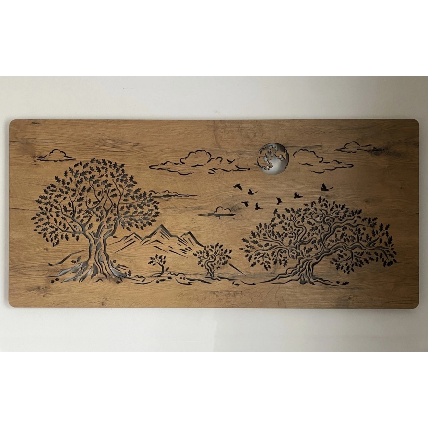 Li-Go 5478/DUB2 - LED-himmennettävä seinäkoriste LED/24W/230V 130x60 cm tammi/Neljä tammea ja kuu