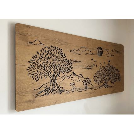 Li-Go 5478/DUB2 - LED-himmennettävä seinäkoriste LED/24W/230V 130x60 cm tammi/Neljä tammea ja kuu