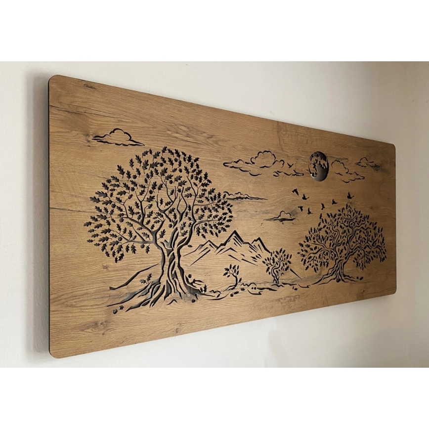 Li-Go 5478/DUB2 - LED-himmennettävä seinäkoriste LED/24W/230V 130x60 cm tammi/Neljä tammea ja kuu