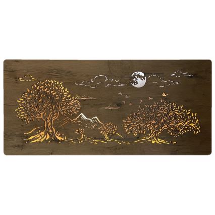 Li-Go 5478/DUB2 - LED-himmennettävä seinäkoriste LED/24W/230V 130x60 cm tammi/Neljä tammea ja kuu