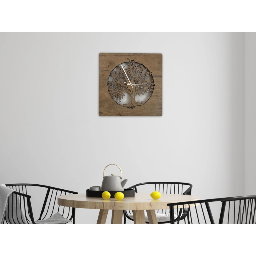 Li-Go 5652/DUB2 - LED himmennettävä kello LED/10W/5V 20000 mAh 42x42 cm tammi/Tammi ympyrässä + kaukosäädin