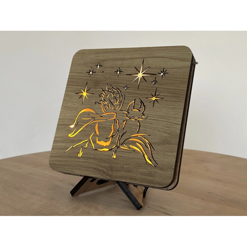 Li-Go 5788/DUB2 - LED Pöytäkoriste LED/12W/230V 19x19 cm tammi/Pieni prinssi