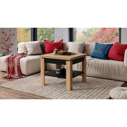 Laajennettava konferenssi-/ruokapöytä LIA tammi craft/musta, säilytyshyllyllä