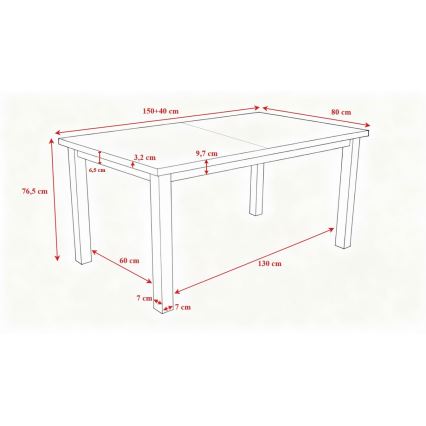 Laajennettava ruokapöytä LIAM tammi