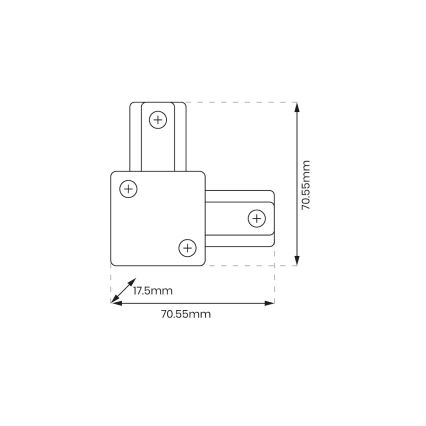 Liitin valaisimille kiskojärjestelmässä 1-vaiheinen tyyppi L musta