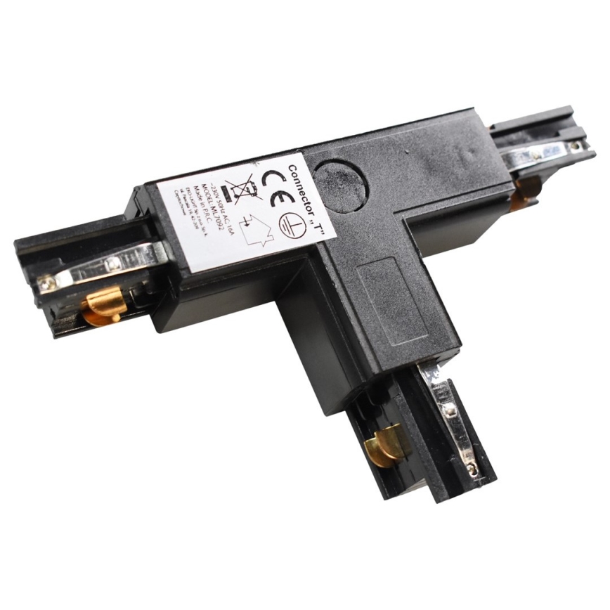 Liitin valaisimille kiskojärjestelmässä 3-vaihe TRACK musta tyyppi T