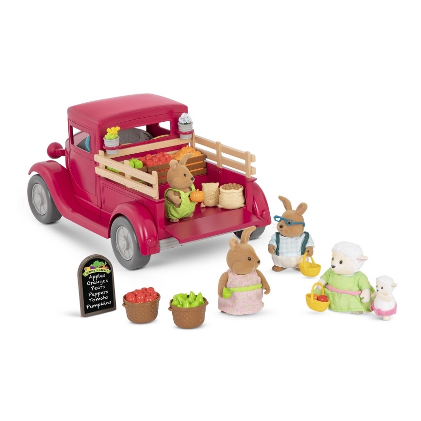 Li'l Woodzeez - Lelusetti viljelijän kuorma-auto ruokaständin kanssa 3xAAA