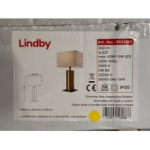 Lindby - Himmennettävä pöytävalaisin GARRY 1xE27/60W/230V + LED/5W/230V