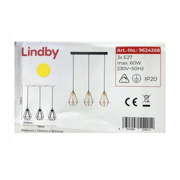 Lindby - Kattokruunu johdossa ELDA 3xE27/60W/230V