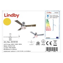 Lindby - Kattotuuletin ALVIN 2xE14/40W/230V + kauko-ohjaus