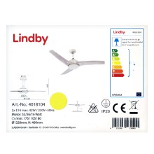 Lindby - Kattotuuletin EMANUEL 2xE14/42W/230V + kaukosäädin