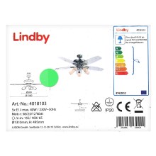Lindby - Kattotuuletin valolla CEDRIK 5xE14/40W/230V