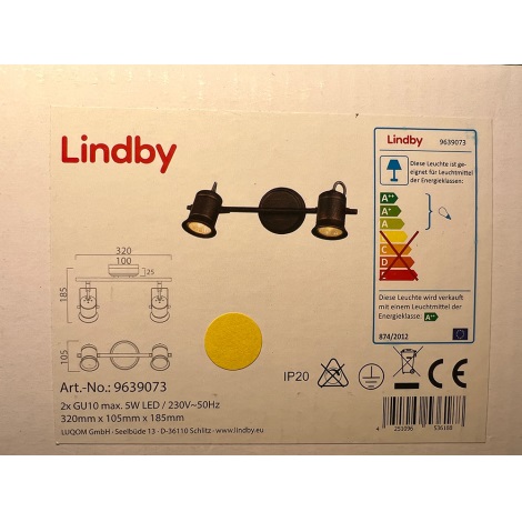 Lindby - Kohdevalo CANSU 2xGU10/5W/230V