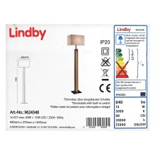 Lindby - Lattialamppu GARRY 1xE27/60W/230V + LED/15W/230V