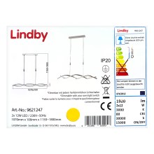 Lindby - LED Himmennettävä kattokruunu johdossa AURON 2xLED/12W/230V
