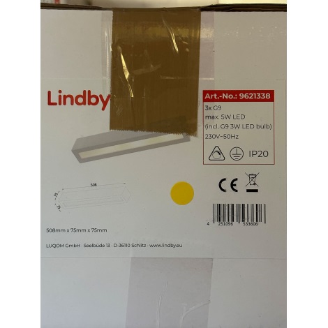Lindby - LED Seinävalo TJADA 3xG9/3W/230V