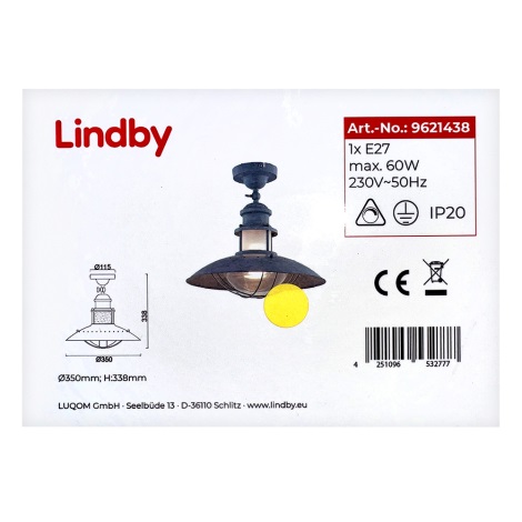 Lindby - Pinta-asennettava kattokruunu LOUISANNE 1xE27/60W/230V