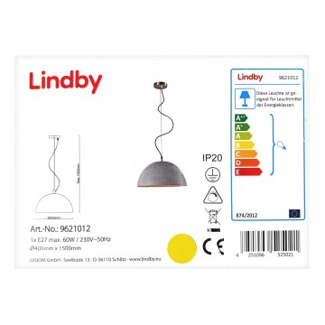 Lindby - Riippuvalaisin JELIN 1xE27/60W/230V
